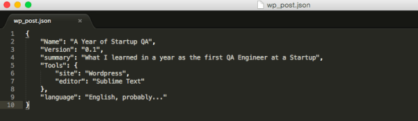 A picture of json that describes this post